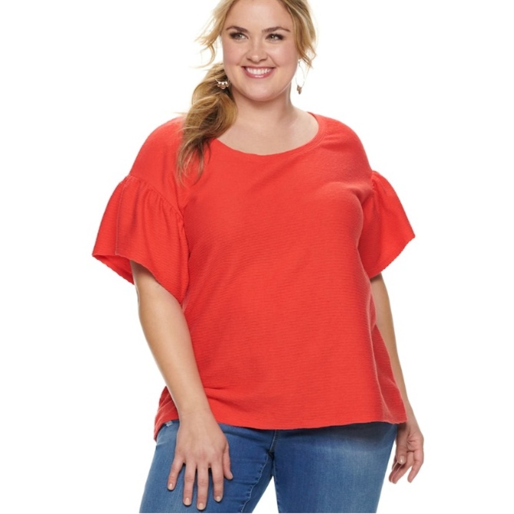 Evri bell sleeve textured top